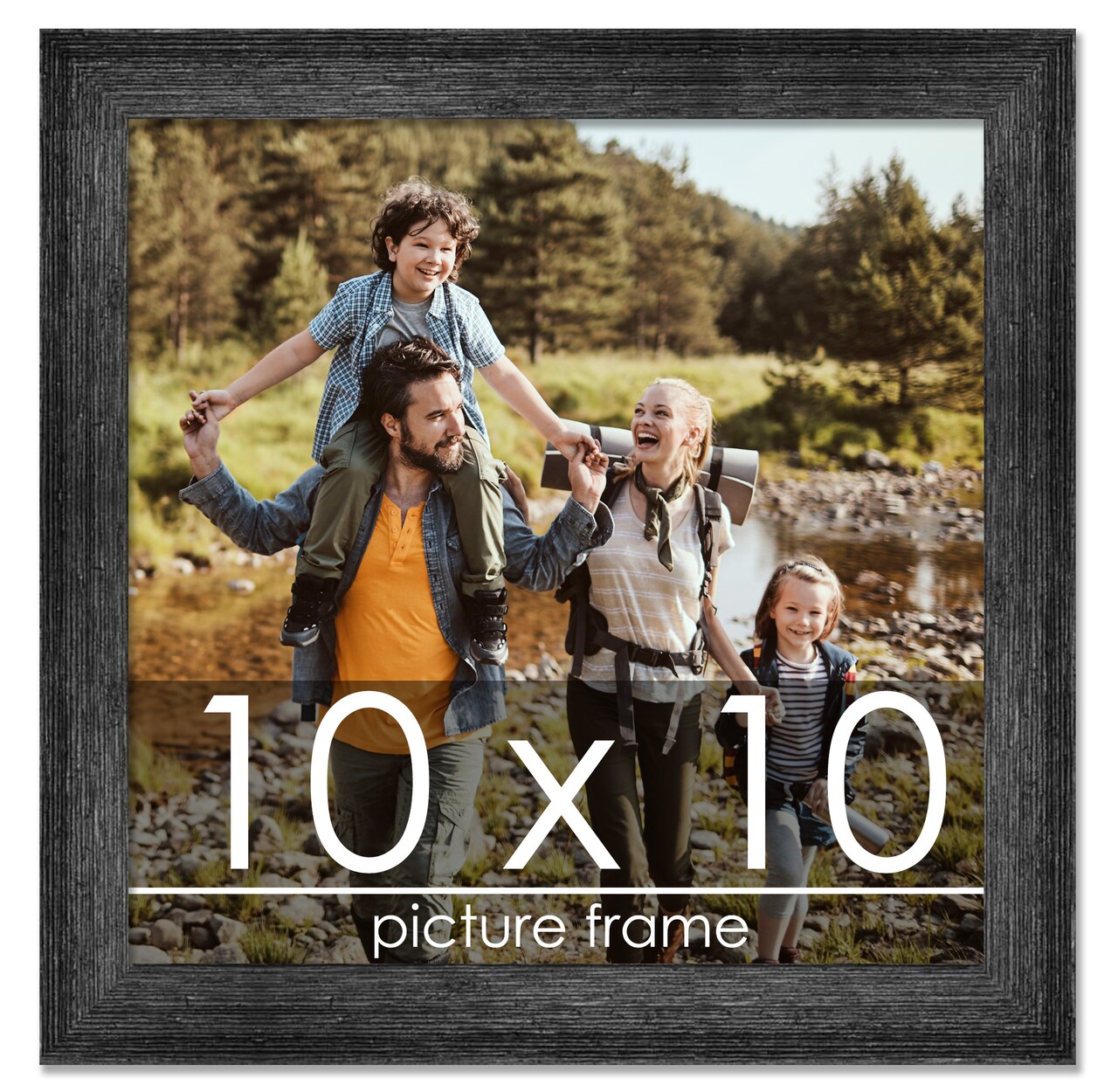 10x10 Wide Barnwood Picture Frame with UV-Resistant Acrylic & Acid Free Backing, Available in 6 Paint Finishes - Grey, Brown, White, and Black